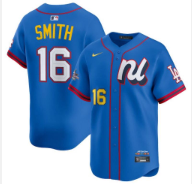 Men 2025 Los Angeles Dodgers #16 Smith Blue All star Blank Blue Nike MLB Jersey style 2->los angeles dodgers->MLB Jersey